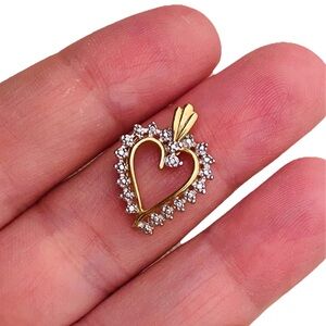 JCM 925 Sterling Silver Gold Plated
Heart Pendant w/ CZ Stones